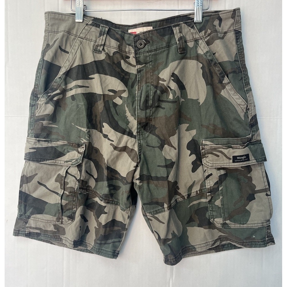 Wrangler‎ Relaxed Fit Camo 36x10 Mens Cargo Shorts Green Brown Camouflage